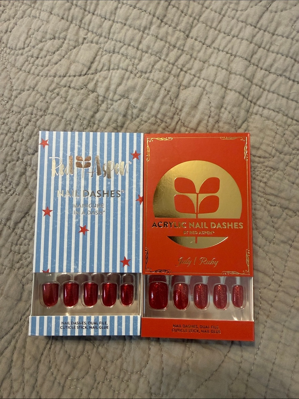 Red Aspen Acrylic Press-On Nail Dashes – Ruby Red